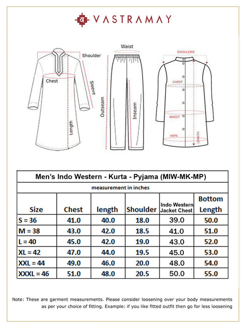 Vastramay Men's Cream Indo Western Combo Set
